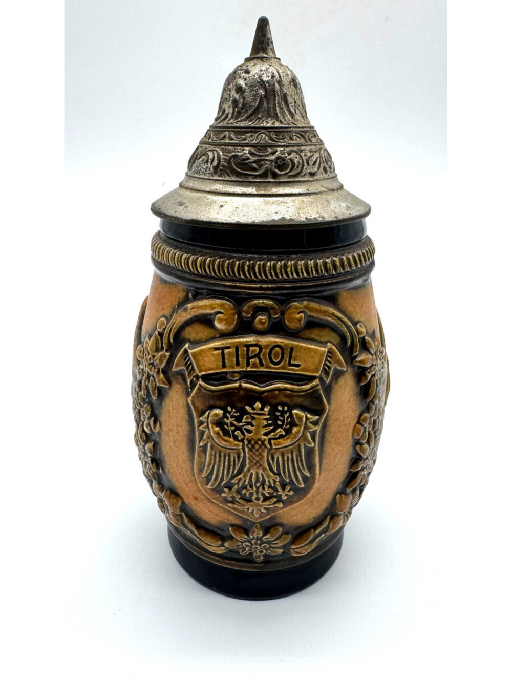 Vintage Original King 300 R Tirol Beer Stein Pewter Lid Austria German